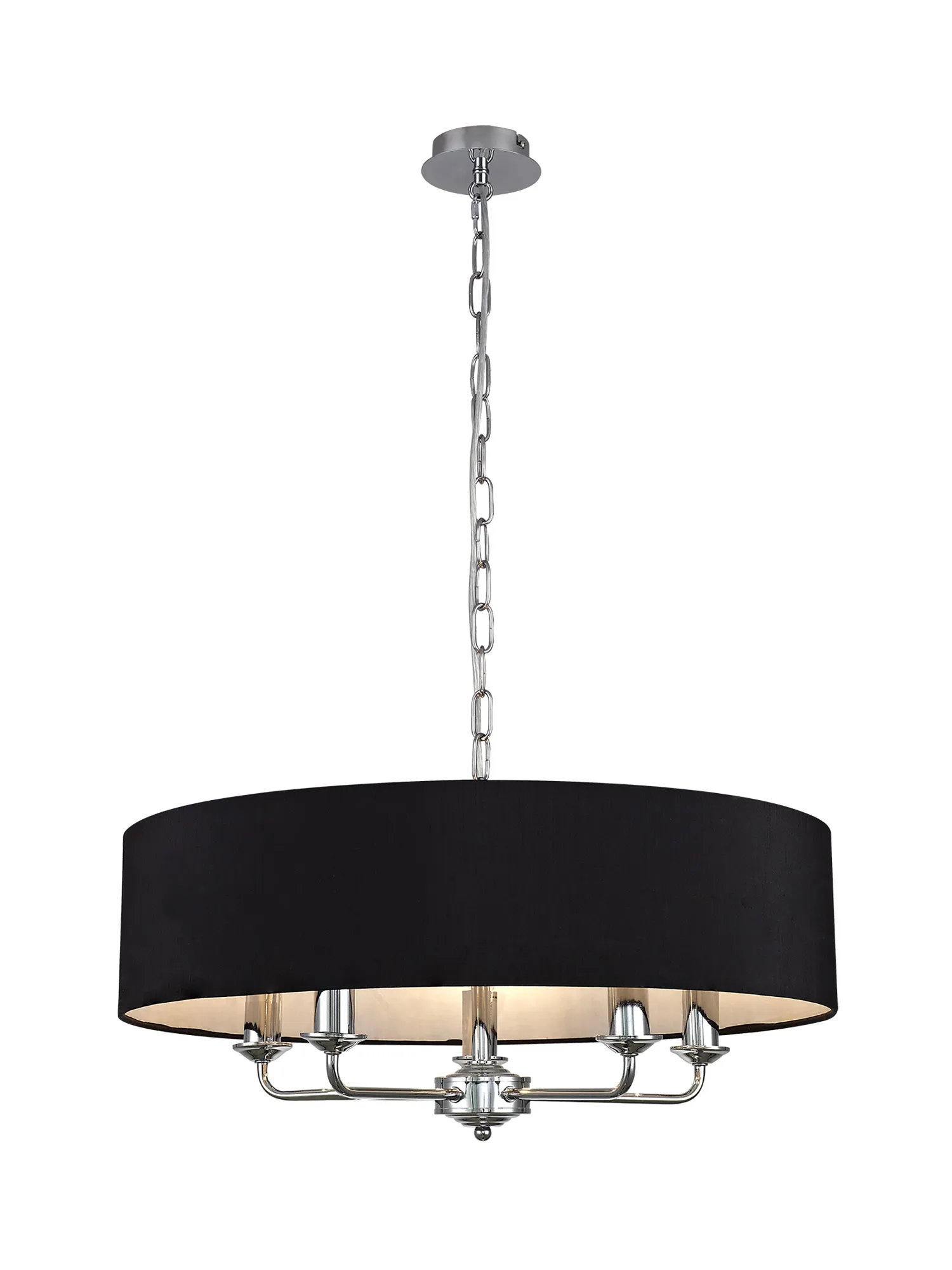 DK0008  Banyan 60cm 5 Light Pendant Polished Chrome, Black